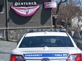The office of denturist Gabriel Wortman, who police say went on a shooting spree killing multiple people, is seen in Dartmouth, Nova Scotia, Canada April 19, 2020.