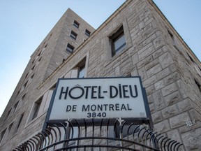 The site of the former Hotel Dieu hospital is seen Monday, March 9, 2020 in Montreal.