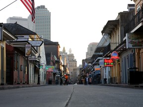 A view of Bourbon Street amid the outbreak of the coronavirus disease (COVID-19), in New Orleans, Louisiana, U.S. March 25, 2020.