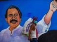 A mural depicts Nicaraguan President Daniel Ortega, in Managua.