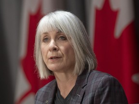 Minister of Health Patty Hajdu responds to a question during a news conference in Ottawa, Friday April 3, 2020.