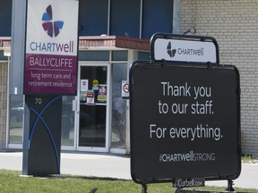 A delivery at Chartwell Ballycliffe Long Term Care Residence on Station St. in Ajax on Monday April 20, 2020 during COVID-19.