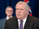 Ontario Premier Doug Ford holds a media briefing on COVID-19 following the release of provincial modelling in Toronto, April 3, 2020.