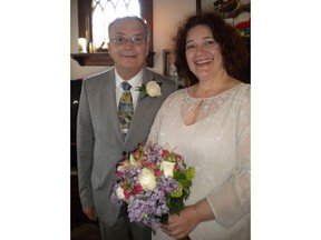 David and Elena Crenna pose for a photo at their wedding in this 2012 handout photo.