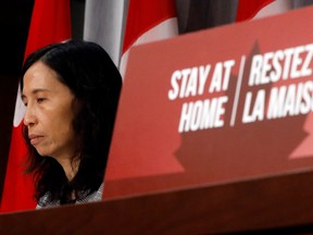 Canada's Chief Public Health Officer Dr. Theresa Tam attends a news conference, as efforts continue to help slow the spread of COVID-19, in Ottawa, April 9, 2020.