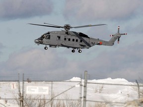 A CH-148 Cyclone maritime helicopter is seen during a training exercise at 12 Wing Shearwater near Dartmouth, N.S. on March 4, 2015. The Canadian military says it has lost contact with one of its helicopters in the Mediterranean. In a statement, the military says the aircraft from HMCS Fredericton went missing during an exercise off the coast of Greece. It says a search-and-rescue operation is underway.