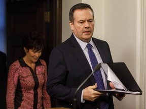 Alberta Premier Jason Kenney updates media on measures taken to help with COVID-19, in Edmonton on Friday, March 20, 2020. The Alberta government will be releasing their COVID-19 projections early next week, Premier Jason Kenney said as he announced a jump in cases he attributed to the province's largest single-day total of test results.