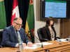 Scott Livingstone, CEO of the Saskatchewan Health Authority and Dr. Susan Shaw, the authority’s Chief Medical Officer, hold a technical media briefing regarding modeling related to the COVID-19 pandemic in Saskatchewan, April 8, 2020.