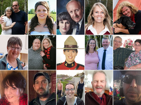 The 22 victims of a shooting rampage in Nova Scotia.