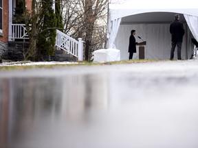 Prime Minister Justin Trudeau addresses Canadians on the COVID-19 pandemic from Rideau Cottage in Ottawa on Tuesday, April 21, 2020.