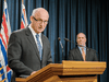 Mike Farnworth, B.C. Minister of Public Safety and Solicitor General, and Premier John Horgan announce extraordinary powers under a state of provincial emergency in response to the COVID-19 outbreak, March 27, 2020.