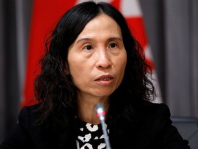 Chief Public Health Officer Dr. Theresa Tam speaks at a news conference on the coronavirus disease (COVID-19) outbreak on Parliament Hill in Ottawa, March 19, 2020.