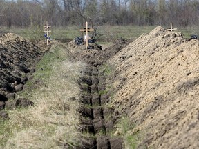 Officials in Dnipro, a city in eastern Ukrainian, have excavated more than 600 graves for coronavirus victims, as of April 7, 2020.