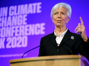In London, U.K. on February 27, 2020, European Central Bank (ECB) President Christine Lagarde addressed an event to launch the private finance agenda for the 2020 United Nations Climate Change Conference (COP26). Due to the COVID-19 pandemic, the conference has now been postponed until 2021.