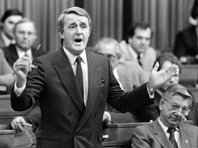 Prime Minister Brian Mulroney responds to a question in the House of Commons in 1984.