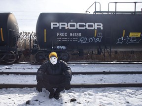 A protestor at the Toronto blockade on Feb. 15, 2020, in solidarity with the Wet'suwet'en hereditary chiefs opposed to the LNG pipeline in northern British Columbia.