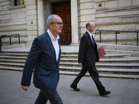 In March, Government Chief Scientific Adviser Sir Patrick Vallance, left, mentioned the idea of herd immunity, but after being warned that up to 500,000 people could die in Britain if the virus was allowed to rampage unchecked the government introduced a lockdown. Also pictured is Chief Medical Officer for England Chris Whitty, right, in Westminster, London on May 6, 2020.