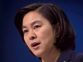 In this Jan. 6, 2016, file photo, Chinese Foreign Ministry spokeswoman Hua Chunying speaks during a briefing at the Chinese Foreign Ministry in Beijing.