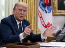 U.S. President Donald Trump speaks in the Oval Office before signing an executive order related to regulating social media on May 28, 2020 in Washington.