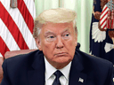 U.S. President Donald Trump prior to signing an executive order regarding social media companies in the Oval Office of the White House in Washington, May 28, 2020.