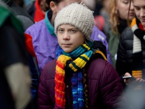 Swedish climate activist Greta Thunberg takes part in the rally ''Europe Climate Strike'' in Brussels, Belgium, March 6, 2020.