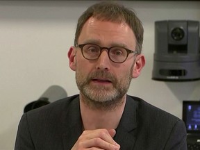 Epidemiologist Neil Ferguson speaks at a news conference in London, Britain January 22, 2020, in this still image taken from video.
