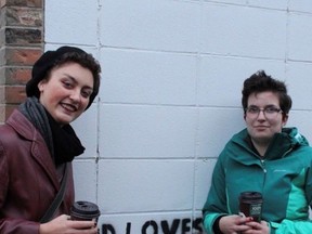 Lily Overacker, left, and Laurell Pallot are shown in this undated handout photo. Overacker and Pallot start each gay-straight alliance meeting with everyone introducing themselves, saying their pronouns and sharing highs and lows of the week. Except lately it's been through email chains instead of in-person for the Grade 12 students in Lacombe, Alta. Such clubs are meant to provide safe spaces for LGBTQ students and their allies. Students, teachers and community groups are working to ensure that support is still available as the COVID-19 pandemic keeps kids out of school.