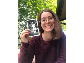 Abbey Ferreira, a nursing student who recently completed her first year online at the University of Calgary, holds a photo of her grandmother, Beatrice Abbey, from 1948, when she was a nursing student in Saskatchewan in this handout photo taken at her home in North Vancouver on Tuesday, May 19, 2020. Abbey Ferreira wanted a career in the medical field since childhood so she followed in the footsteps of her mother and grandmother and chose to become a nurse.