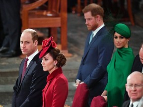 Prince William, Duke of Cambridge, Catherine, Duchess of Cambridge, Prince Harry, Duke of Sussex and Meghan, Duchess of Sussex attend the Commonwealth Day Service 2020 on March 9, 2020 in London, England.