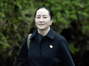 Huawei Chief Financial Officer Meng Wanzhou leaves her home to attend her extradition hearing at B.C. Supreme Court in Vancouver, on Jan. 22, 2020.