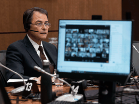 Speaker of the House of Commons Anthony Rota speaks during a virtual session of Parliament April 28, 2020 in Ottawa.