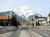 Quiet streets in Banff at mid-day following Parks Canada decision to restrict vehicle access to national parks in March.