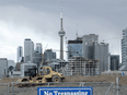 Construction equipment parked on a waterfront work site in Toronto after Alphabet's Sidewalk Labs announced it pulled out of the neighbouring "smart city" project due to economic uncertainty, May 7, 2020.