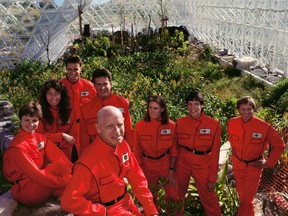 The "ethnically diverse" crew of Biosphere 2 prepares to begin their experiment in 1991.