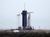 The SpaceX Falcon 9 rocket with the manned Crew Dragon spacecraft sits on launch pad 39A at the Kennedy Space Center on May 27, 2020 in Cape Canaveral, Florida.