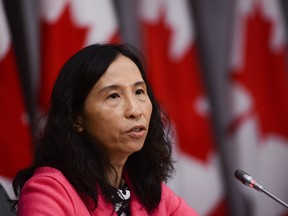 Dr. Theresa Tam, Canada's Chief Public Health Officer, takes part in a press conference on Parliament Hill during the COVID-19 pandemic in Ottawa on Tuesday, May 12, 2020.