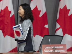 Chief Public Health Officer Theresa Tam leaves a technical briefing, Tuesday, April 28, 2020 in Ottawa.