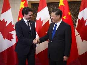 Prime Minister Justin Trudeau meets with Chinese President Xi Jinping in Beijing, China on Dec. 5, 2017.