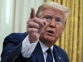 U.S. President Donald Trump speaks before signing an executive order in Washington, D.C., U.S., on Thursday, May 28, 2020.