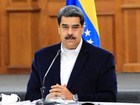 Venezuela's President Nicolas Maduro takes part in a meeting with the Bolivarian armed forces at Miraflores Palace in Caracas, Venezuela May 4, 2020.