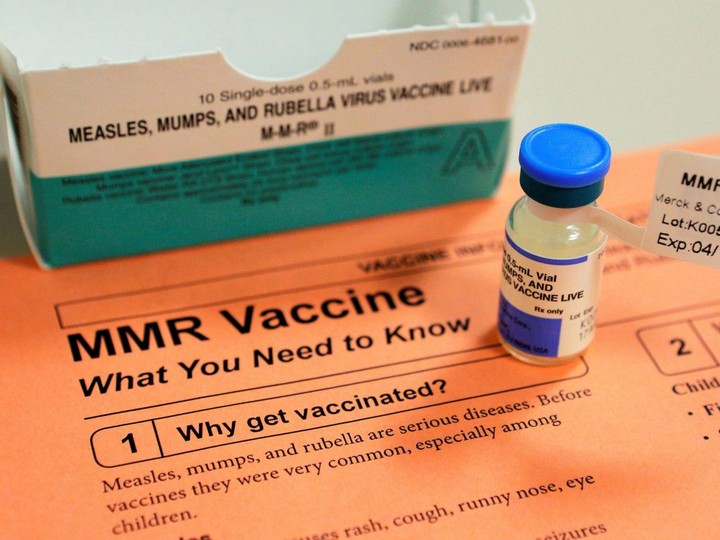  A vial of measles, mumps and rubella vaccine and an information sheet is seen at Boston Children’s Hospital in Boston, Massachusetts February 26, 2015.