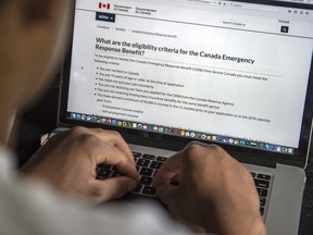 A Canada Emergency Response Benefit (CERB) Government of Canada page, Friday May 22, 2020.