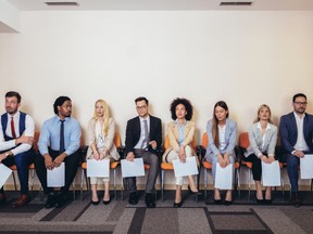 Photo of candidates waiting for a job interview.