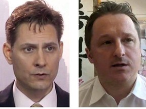 Michael Kovrig (left) and Michael Spavor, the two Canadians detained in China, are shown in these 2018 images taken from video.