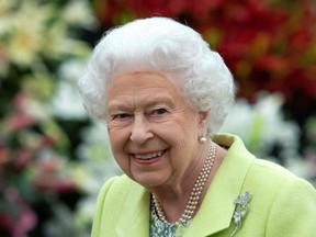 Britain's Queen Elizabeth II visits the 2019 RHS Chelsea Flower Show in London on May 20, 2019.