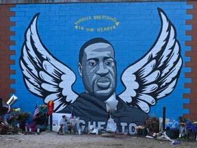 A mural for George Floyd in Houston, Texas on June 8, 2020.