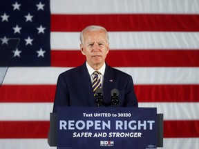 Democratic U.S. presidential candidate and former Vice President Joe Biden speaks during a campaign event at a community center in Darby, Pennsylvania U.S., June 17, 2020.