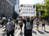 Protestors during an anti-racism march on June 6, 2020 in Toronto.
