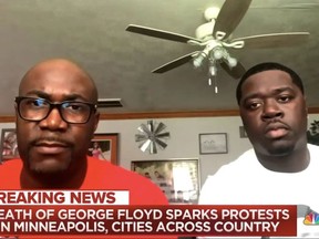 George Floyd's brother, Philonise Floyd (L) and his nephew, Brandon Williams (R) speak to MSNBC on May 30, 2020.