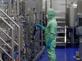 A technician works at a manufacturing facility of Chinese vaccine maker CanSino Biologics in Tianjin, China November 20, 2018. Picture taken November 20, 2018.